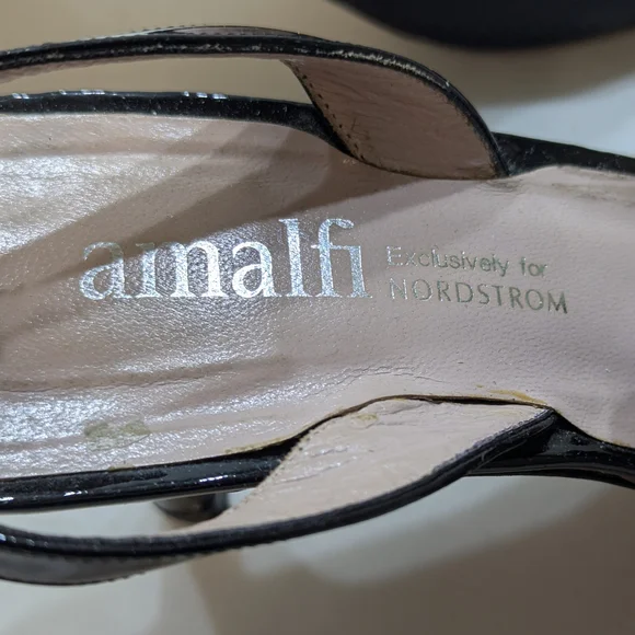 Amalfi Nordstrom Black Tuxedo Slingback Heels - Picture 7 of 10